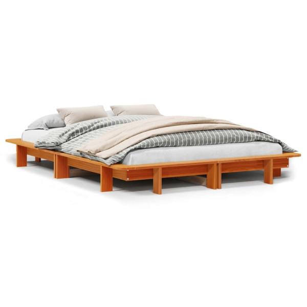 Łóżko Drewniane Rama Łóżka Sofa Brązowe Do Sypialni Pokoju 135x190 cm 721533