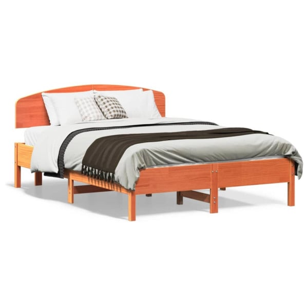 Łóżko Drewniane Rama Łóżka Sofa Brązowe Do Sypialni Pokoju 135x190 cm 721905