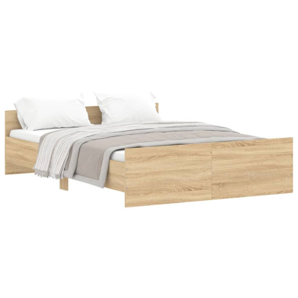 Łóżko Drewniane Rama Łóżka Sofa Brązowe Do Sypialni Pokoju 135x190 cm 724576