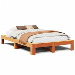 Łóżko Drewniane Rama Łóżka Sofa Brązowe Do Sypialni Pokoju 135×190 cm 724677 Łóżko Drewniane Rama Łóżka Sofa Brązowe Do Sypialni Pokoju 135×190 cm 724677