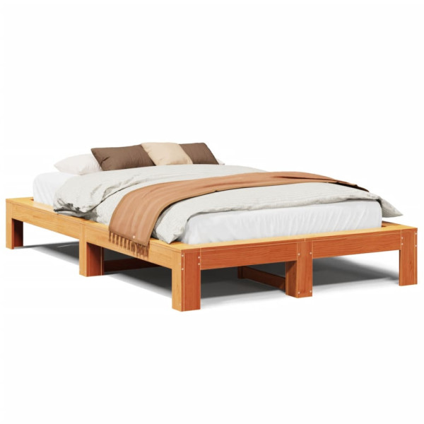 Łóżko Drewniane Rama Łóżka Sofa Brązowe Do Sypialni Pokoju 135x190 cm 724677
