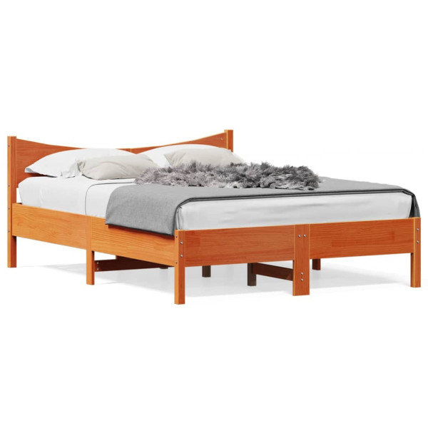 Łóżko Drewniane Rama Łóżka Sofa Brązowe Do Sypialni Pokoju 135x190 cm 728532