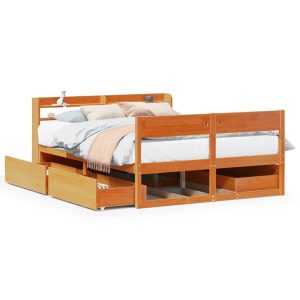 Łóżko Drewniane Rama Łóżka Sofa Brązowe Do Sypialni Pokoju 135×190 cm 728654 Łóżko Drewniane Rama Łóżka Sofa Brązowe Do Sypialni Pokoju 135×190 cm 728654