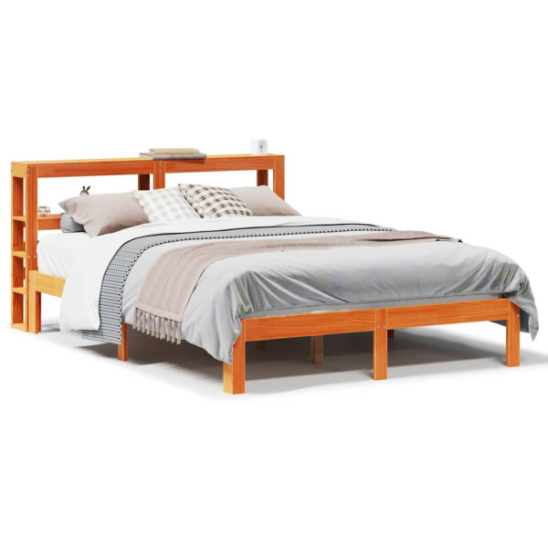 Łóżko Drewniane Rama Łóżka Sofa Brązowe Do Sypialni Pokoju 135x190 cm 728658