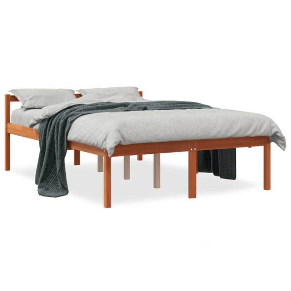 Łóżko Drewniane Rama Łóżka Sofa Brązowe Do Sypialni Pokoju 135x190cm 480454