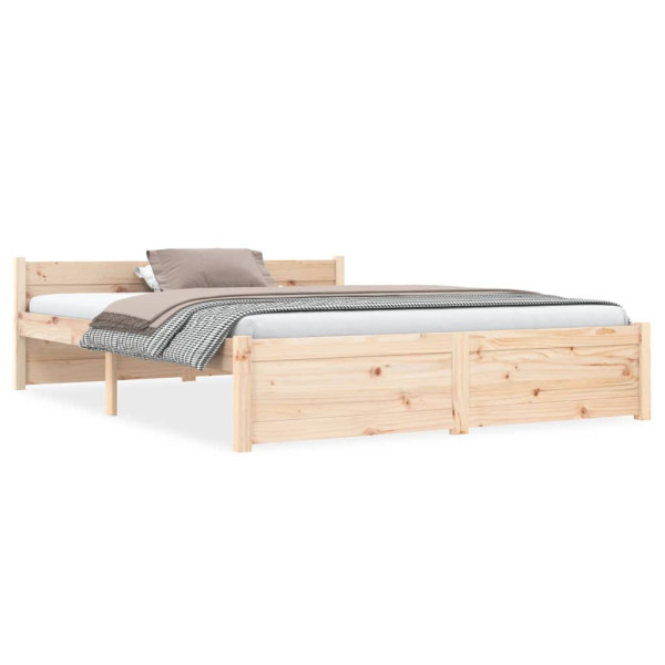 Łóżko Drewniane Rama Łóżka Sofa Brązowe Do Sypialni Pokoju 140 x 190 cm 724465
