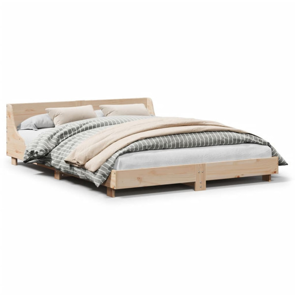 Łóżko Drewniane Rama Łóżka Sofa Brązowe Do Sypialni Pokoju 140x190 cm 480219