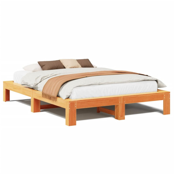 Łóżko Drewniane Rama Łóżka Sofa Brązowe Do Sypialni Pokoju 140x190 cm 724530