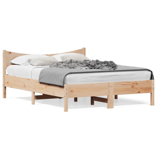 Łóżko Drewniane Rama Łóżka Sofa Brązowe Do Sypialni Pokoju 140x190 cm 728513
