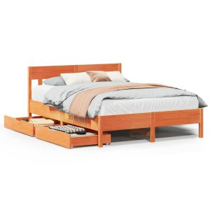 Łóżko Drewniane Rama Łóżka Sofa Brązowe Do Sypialni Pokoju 150×200 cm 721038