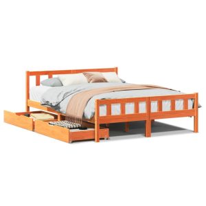 Łóżko Drewniane Rama Łóżka Sofa Brązowe Do Sypialni Pokoju 150×200 cm 721513