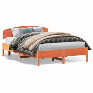 Łóżko Drewniane Rama Łóżka Sofa Brązowe Do Sypialni Pokoju 150×200 cm 721876