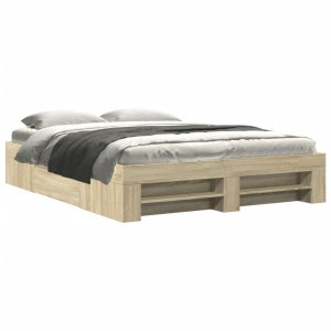 Łóżko Drewniane Rama Łóżka Sofa Brązowe Do Sypialni Pokoju 150×200 cm 724159
