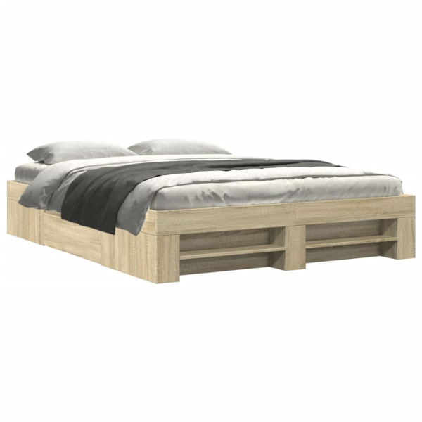 Łóżko Drewniane Rama Łóżka Sofa Brązowe Do Sypialni Pokoju 150x200 cm 724159