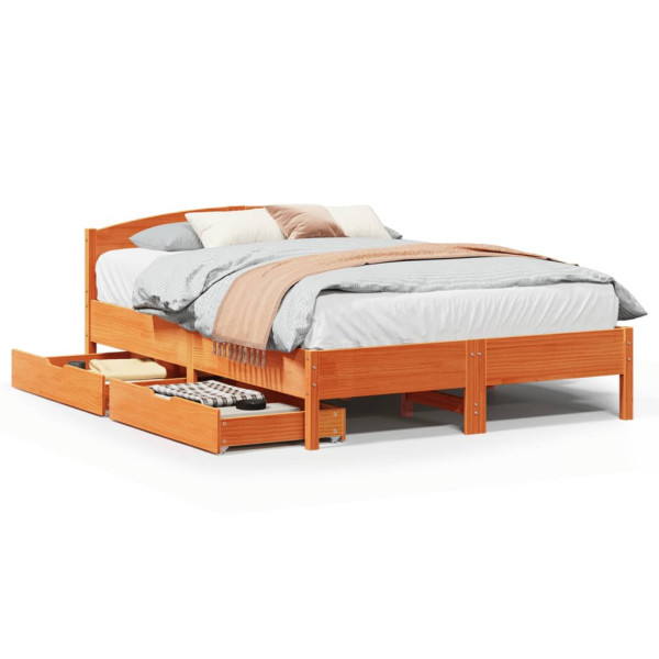 Łóżko Drewniane Rama Łóżka Sofa Brązowe Do Sypialni Pokoju 150x200 cm 724610