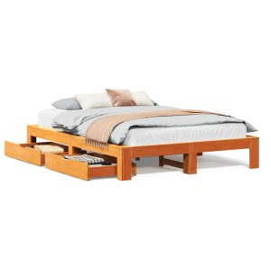 Łóżko Drewniane Rama Łóżka Sofa Brązowe Do Sypialni Pokoju 150×200 cm 728526 Łóżko Drewniane Rama Łóżka Sofa Brązowe Do Sypialni Pokoju 150×200 cm 728526