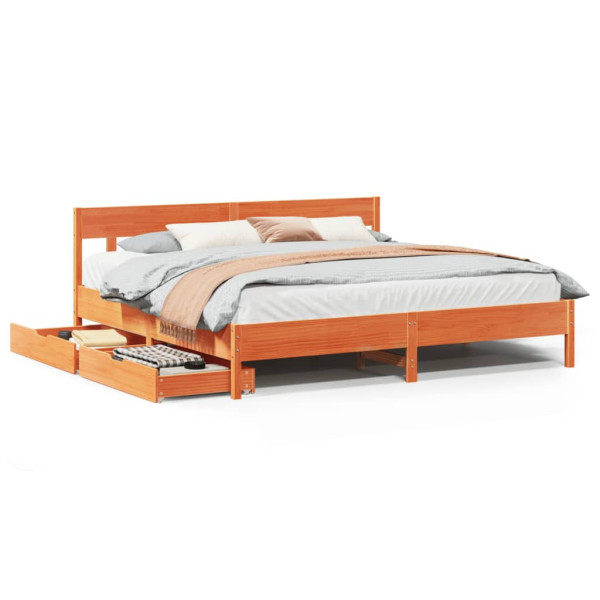 Łóżko Drewniane Rama Łóżka Sofa Brązowe Do Sypialni Pokoju 180x200 cm 721166