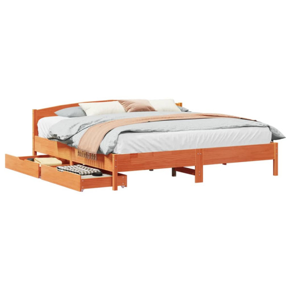 Łóżko Drewniane Rama Łóżka Sofa Brązowe Do Sypialni Pokoju 180x200 cm 724574