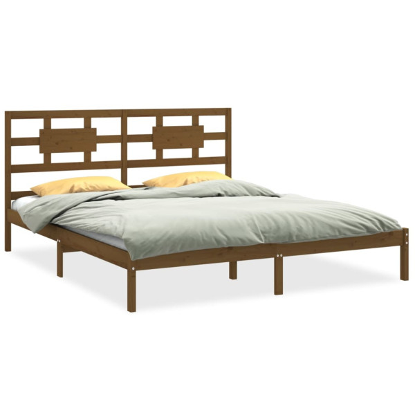 Łóżko Drewniane Rama Łóżka Sofa Brązowe Do Sypialni Pokoju 200 x 200 cm 723053