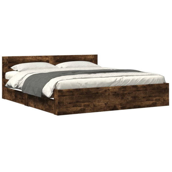 Łóżko Drewniane Rama Łóżka Sofa Brązowe Do Sypialni Pokoju 200x200 cm 705999