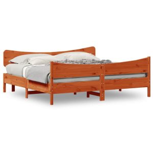 Łóżko Drewniane Rama Łóżka Sofa Brązowe Do Sypialni Pokoju 200×200 cm 721095
