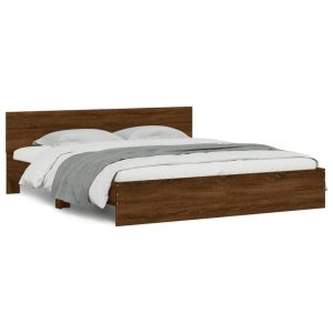 Łóżko Drewniane Rama Łóżka Sofa Brązowe Do Sypialni Pokoju 200×200 cm 721210