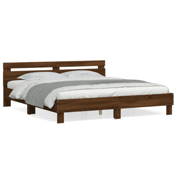 Łóżko Drewniane Rama Łóżka Sofa Brązowe Do Sypialni Pokoju 200x200 cm 721471