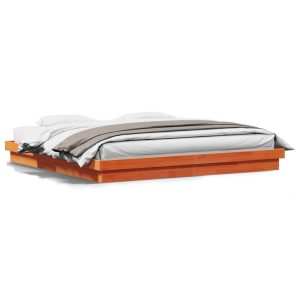 Łóżko Drewniane Rama Łóżka Sofa Brązowe Do Sypialni Pokoju 200×200 cm 721534