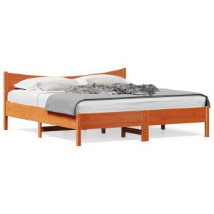 Łóżko Drewniane Rama Łóżka Sofa Brązowe Do Sypialni Pokoju 200×200 cm 721625