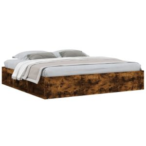Łóżko Drewniane Rama Łóżka Sofa Brązowe Do Sypialni Pokoju 200×200 cm 724348
