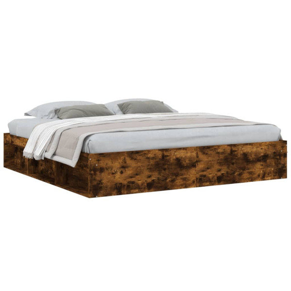 Łóżko Drewniane Rama Łóżka Sofa Brązowe Do Sypialni Pokoju 200x200 cm 724348