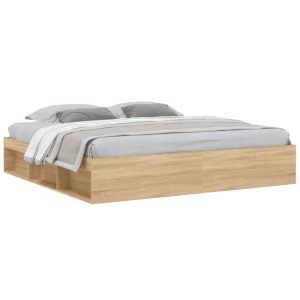 Łóżko Drewniane Rama Łóżka Sofa Brązowe Do Sypialni Pokoju 200×200 cm 724384