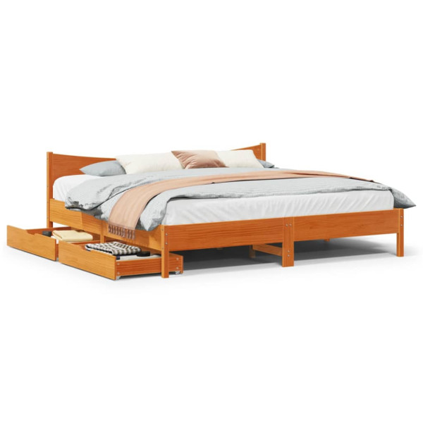 Łóżko Drewniane Rama Łóżka Sofa Brązowe Do Sypialni Pokoju 200x200 cm 724622