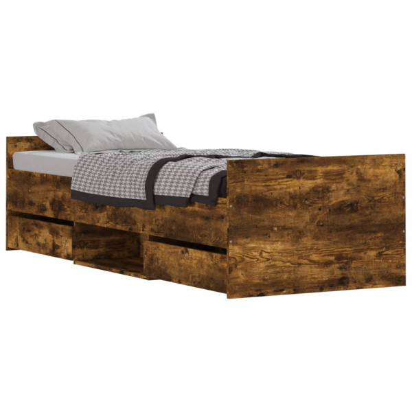 Łóżko Drewniane Rama Łóżka Sofa Brązowe Do Sypialni Pokoju 75x190 cm 724642