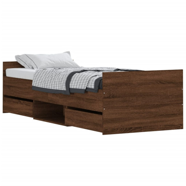 Łóżko Drewniane Rama Łóżka Sofa Brązowe Do Sypialni Pokoju 75x190 cm 724744