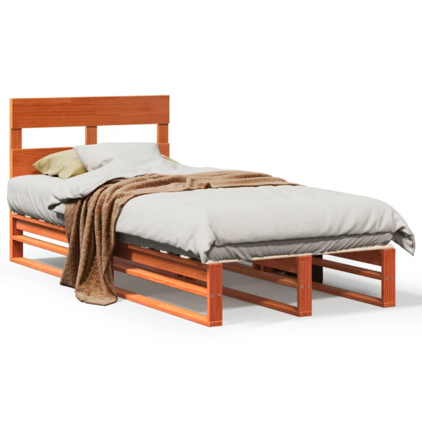 Łóżko Drewniane Rama Łóżka Sofa Brązowe Do Sypialni Pokoju 75x190 cm 721573