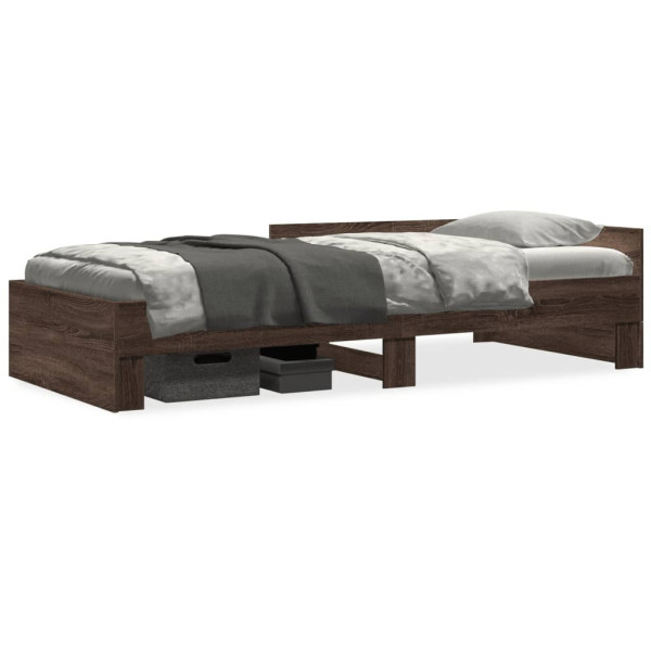 Łóżko Drewniane Rama Łóżka Sofa Brązowe Do Sypialni Pokoju 75x190 cm 724066