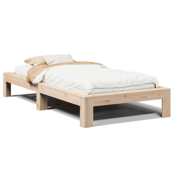 Łóżko Drewniane Rama Łóżka Sofa Brązowe Do Sypialni Pokoju 90x190 cm 475778