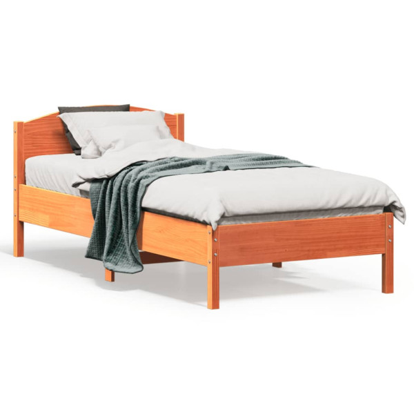 Łóżko Drewniane Rama Łóżka Sofa Brązowe Do Sypialni Pokoju 90x190 cm 724349