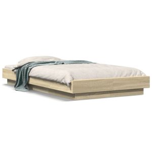 Łóżko Drewniane Rama Łóżka Sofa Brązowe Do Sypialni Pokoju LED 100×200 cm 705934 Łóżko Drewniane Rama Łóżka Sofa Brązowe Do Sypialni Pokoju LED 100×200 cm 705934