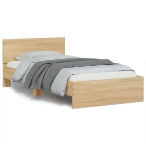 Łóżko Drewniane Rama Łóżka Sofa Brązowe Do Sypialni Pokoju LED 100×200 cm 721581 Łóżko Drewniane Rama Łóżka Sofa Brązowe Do Sypialni Pokoju LED 100×200 cm 721581