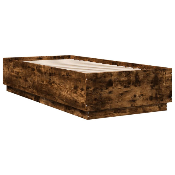 Łóżko Drewniane Rama Łóżka Sofa Brązowe Do Sypialni Pokoju LED 100x200 cm 723979