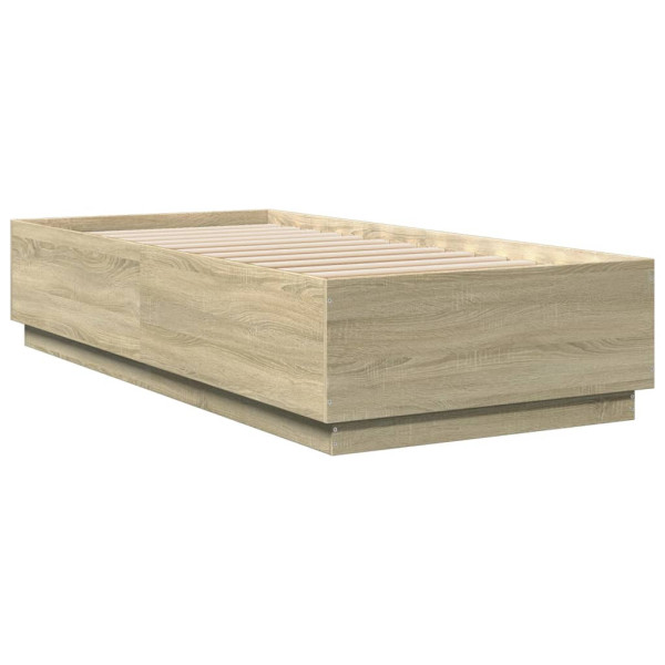 Łóżko Drewniane Rama Łóżka Sofa Brązowe Do Sypialni Pokoju LED 100x200 cm 724006