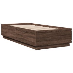 Łóżko Drewniane Rama Łóżka Sofa Brązowe Do Sypialni Pokoju LED 100×200 cm 724163 Łóżko Drewniane Rama Łóżka Sofa Brązowe Do Sypialni Pokoju LED 100×200 cm 724163