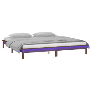 Łóżko Drewniane Rama Łóżka Sofa Brązowe Do Sypialni Pokoju LED 120×190 cm 478429 Łóżko Drewniane Rama Łóżka Sofa Brązowe Do Sypialni Pokoju LED 120×190 cm 478429