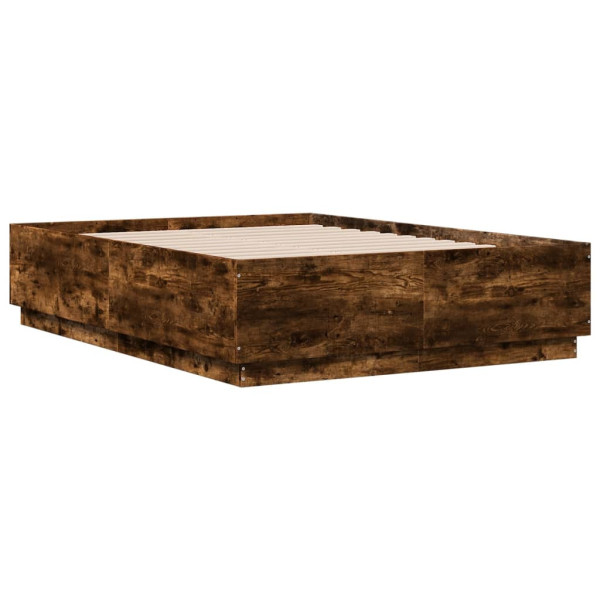 Łóżko Drewniane Rama Łóżka Sofa Brązowe Do Sypialni Pokoju LED 120x190 cm 724011