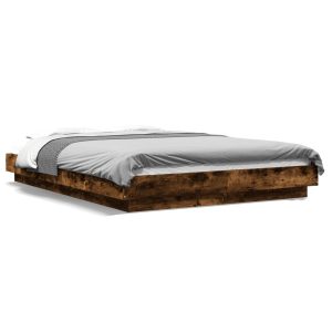 Łóżko Drewniane Rama Łóżka Sofa Brązowe Do Sypialni Pokoju LED 120×190 cm 724366 Łóżko Drewniane Rama Łóżka Sofa Brązowe Do Sypialni Pokoju LED 120×190 cm 724366