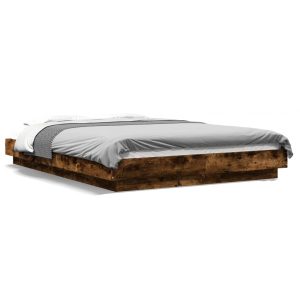 Łóżko Drewniane Rama Łóżka Sofa Brązowe Do Sypialni Pokoju LED 120×200 cm 706034 Łóżko Drewniane Rama Łóżka Sofa Brązowe Do Sypialni Pokoju LED 120×200 cm 706034