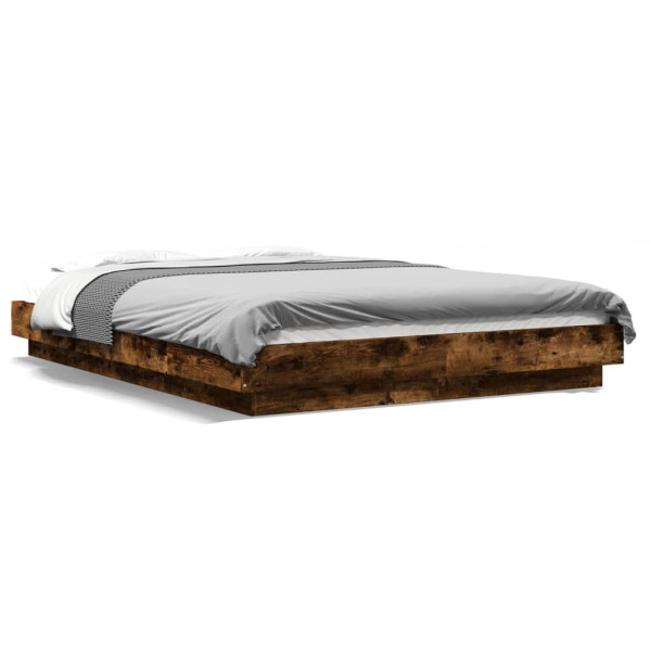 Łóżko Drewniane Rama Łóżka Sofa Brązowe Do Sypialni Pokoju LED 120x200 cm 706034