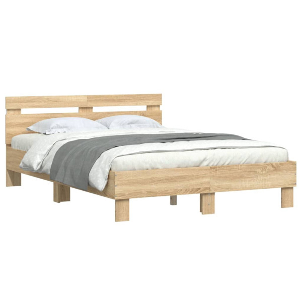 Łóżko Drewniane Rama Łóżka Sofa Brązowe Do Sypialni Pokoju LED 120x200 cm 723993